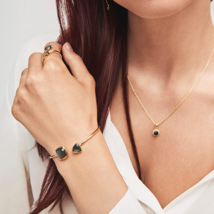 Pan Jewelry Glam - Mirage armring i forgylt sølv med blå stener - Bilde 2