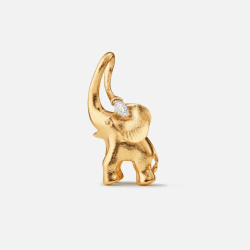 OLE LYNGGAARD COPENHAGEN - Elephant anheng i gult gull 18K med 0,11 ct diamanter