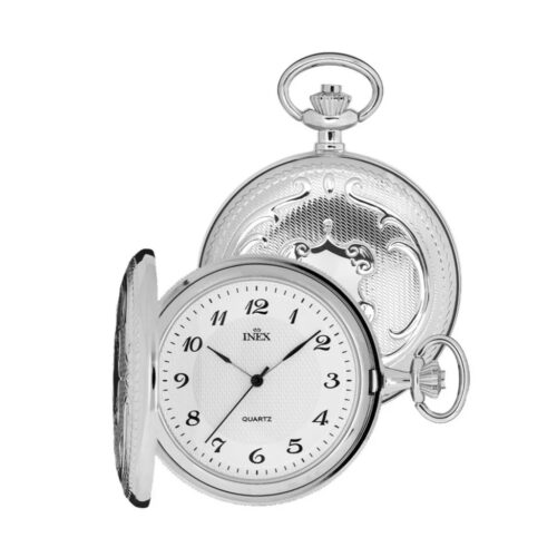 INEX - Lommeur Sølvplett / Quartz Hvit Araber 51mm