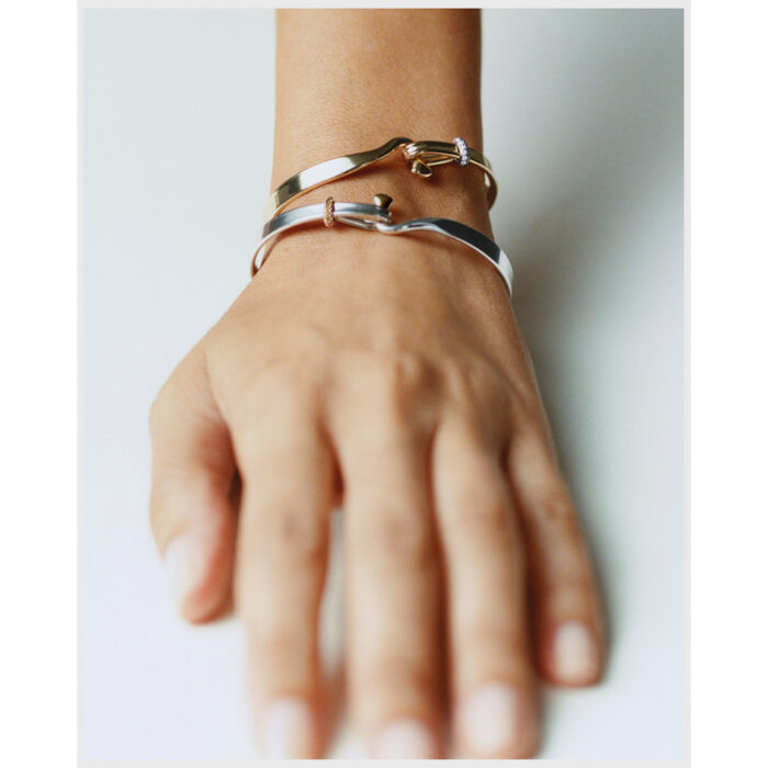 Georg Jensen - Torunn armring i sølv og gult gull med champagne farget diamanter - Bilde 2