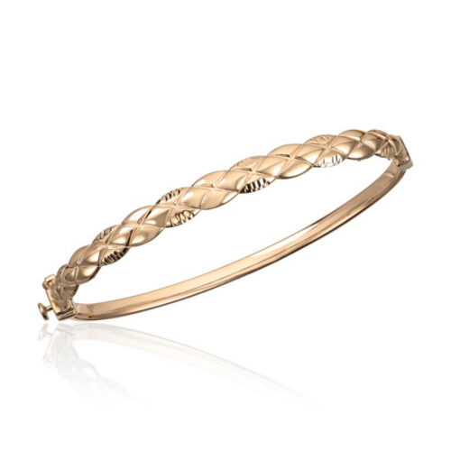 Espeland- Armring i gult gull med flettet mønster og lås