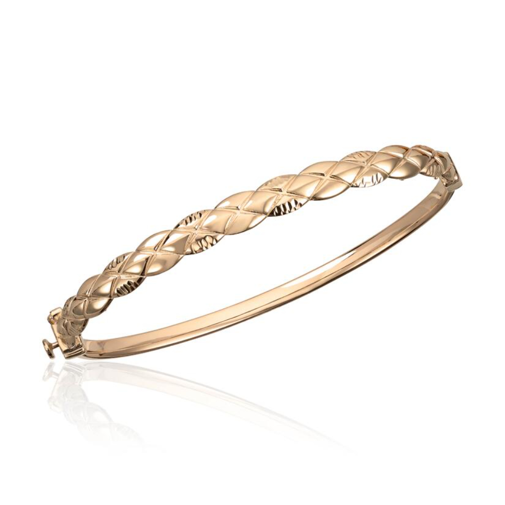 Espeland- Armring i gult gull med flettet mønster og lås