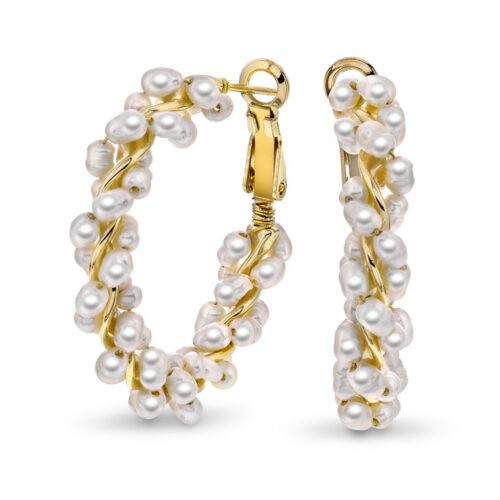 Sandra Lyng x Pan Jewelry - Øreringer i forgylt sølv - Perledrøm, 30 mm