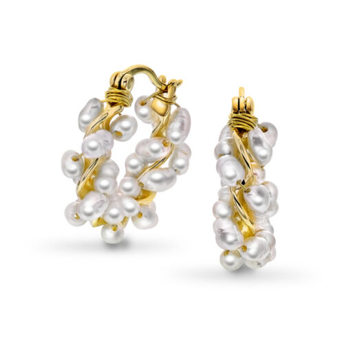 Sandra Lyng x Pan Jewelry - Øreringer i forgylt sølv - Perledrøm, 18 mm