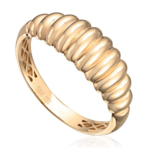 Espeland- Ring i gult gull 14K med bølget overflate