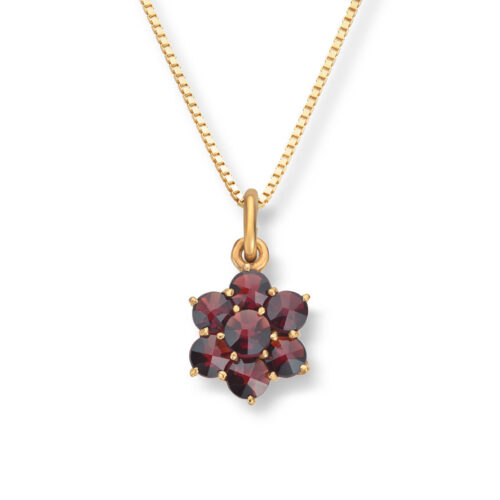 Silver By Frisenberg- Anheng med granater i forgyldt sølv inkludert 42 cm sølvkjede.