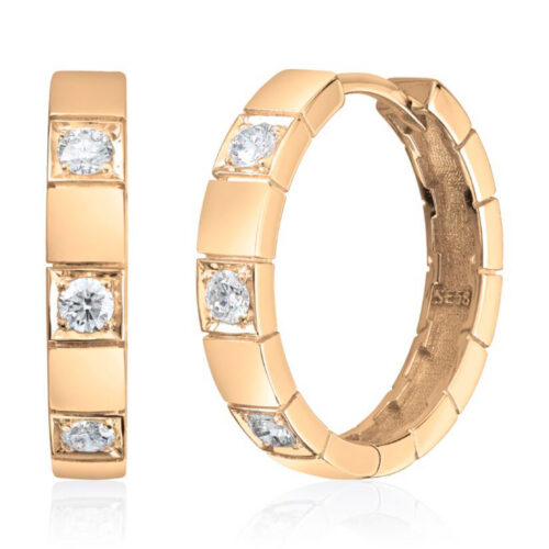 Espeland- Allianse øreringer også kalt creoler i gult gull 585 med 6 diamanter ialt 0,30 ct TW/si1