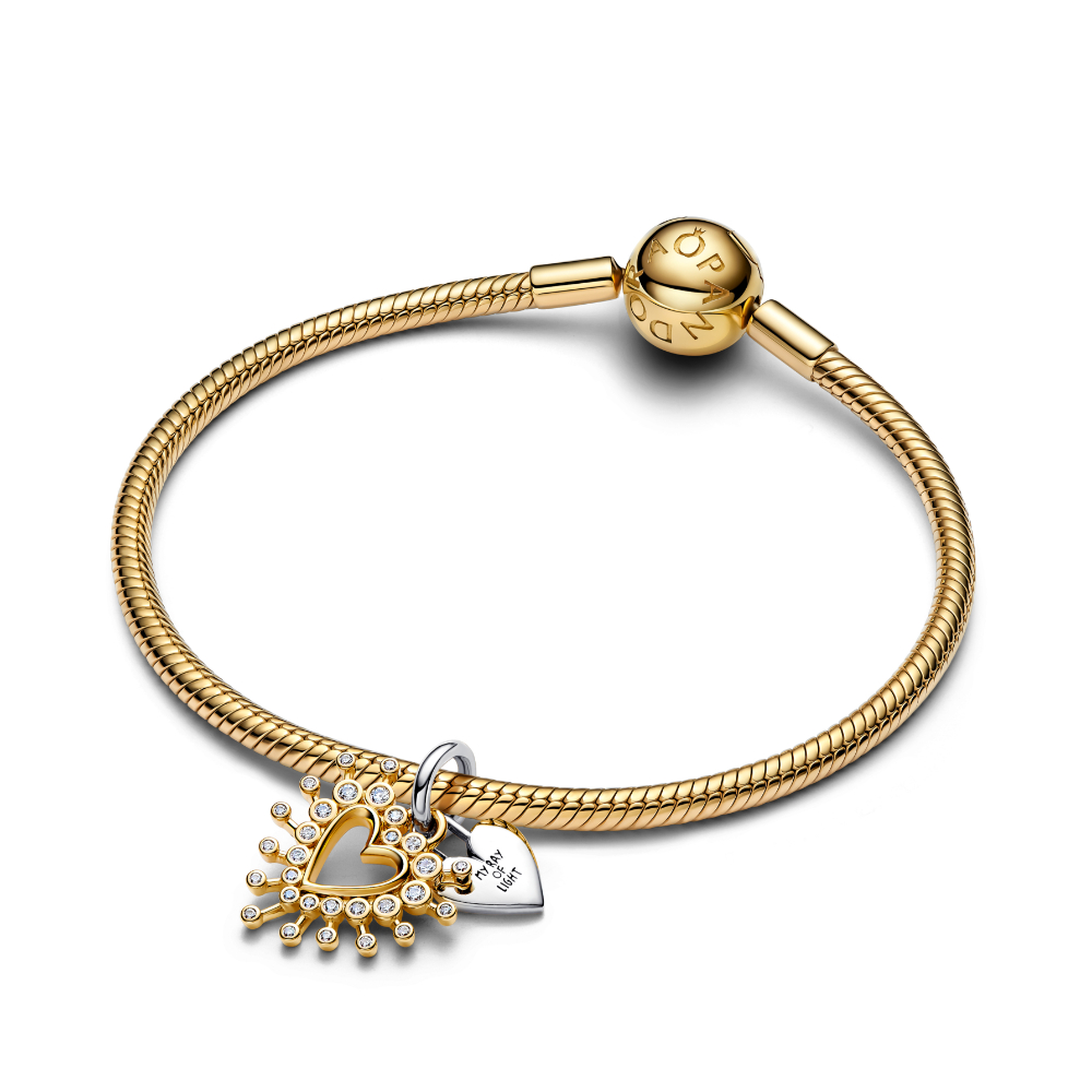 Pandora - Tofarget hjerteanheng - sølv, 14 k gullbelegg - Bilde 3