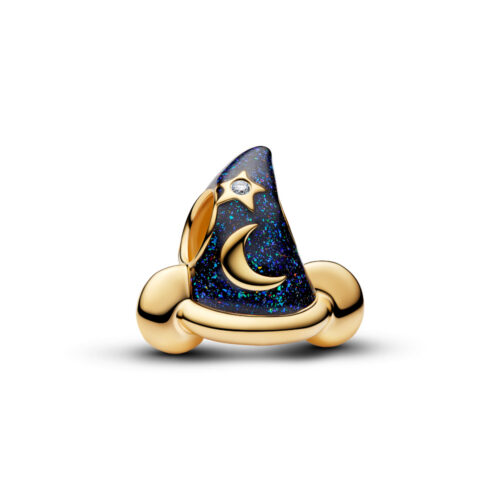 Pandora - Mikke Mus-amulett med trollmannshatt - 0,007 ct TW, 14 k gullbelegg