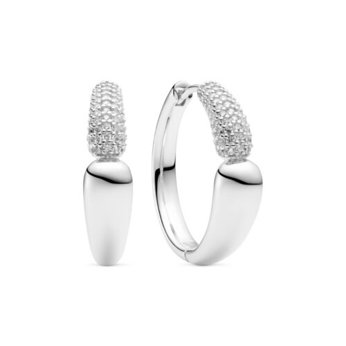 Sif Jakobs - Goccia Creolo øreringer i rhodinert sølv med zirkonia, Grande