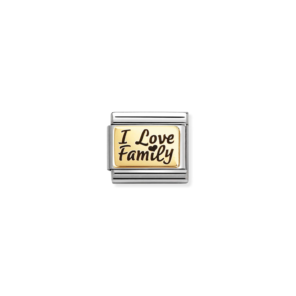 Nomination - Composable Classic PLATES (IC) in steel and 18k gold (69_I love family)