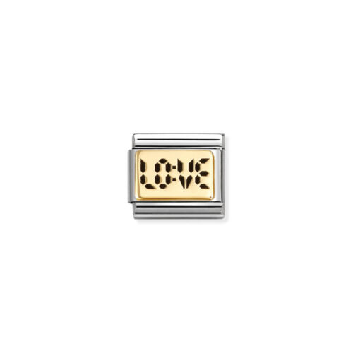 Nomination - Composable Classic PLATES (IC) in steel and 18k gold (70_Digital love)