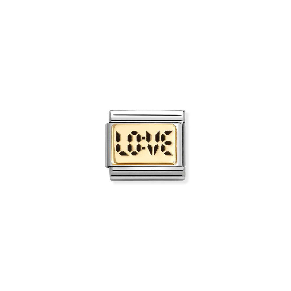 Nomination - Composable Classic PLATES (IC) in steel and 18k gold (70_Digital love)
