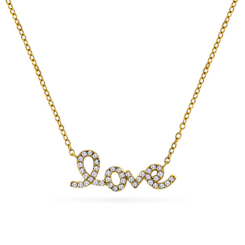 Serenity by Gulldia - Bright Love halssmykke i forgylt sølv med hvit zirkonia