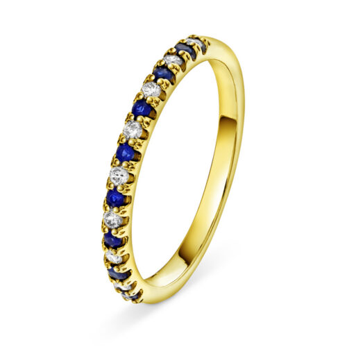 NC Christophersen - Rekkering i 14k gult gull med safirer og diamanter