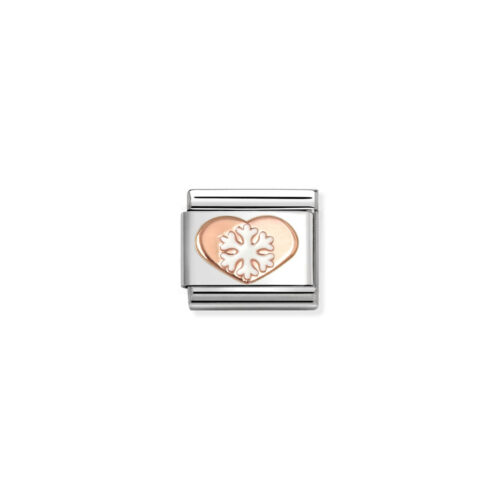 Nomination - Composable Classic SYMBOLS steel, enamel and 9k rose gold (45_White snowflake heart)