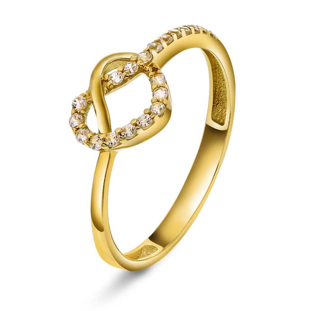 Pan Jewelery- Ring i gult gull med Zirkoner-Kampanjepris