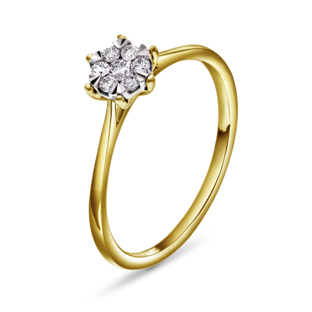 Pan Jewelry - Ring i 14k gult gull med diamanter ialt 0,15ct