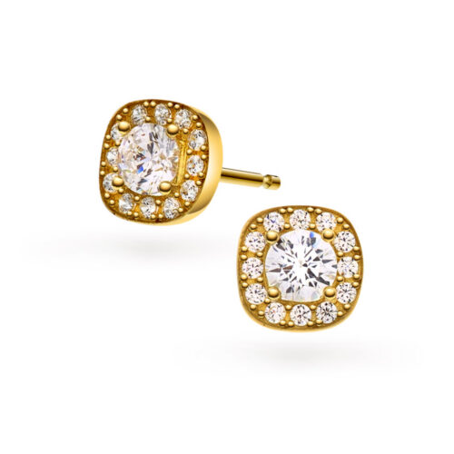 Pan Jewelry-Vakker ørepynt i 14k gult gull og utsmykket med zirkonia