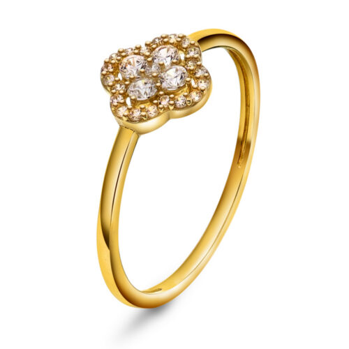 Pan Jewelery- Ring i gult gull med Zirkoner