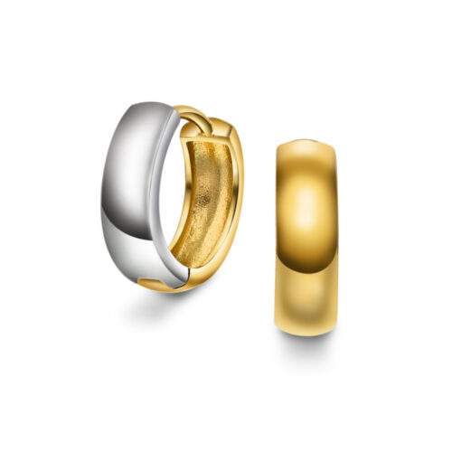 Pan Jewelry-Vakker og klassisk øreringer/Creoler i 14k gult gull og hvitt gull