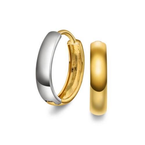 Pan Jewelry-Vakker og klassisk øreringer/Creoler i 14k gult gull og hvitt gull