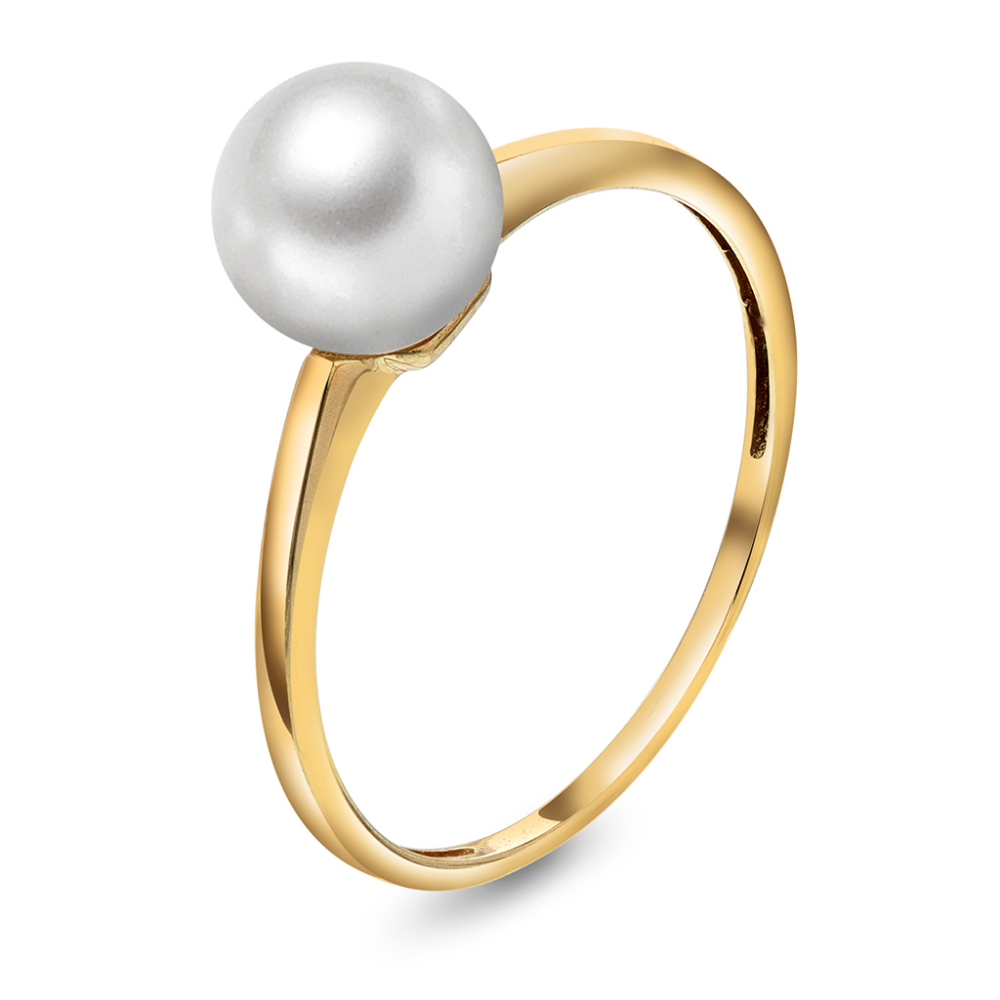 Pan Jewelry - Ring i 14k gult gull med ferskvannsperle 8-8,5 mm