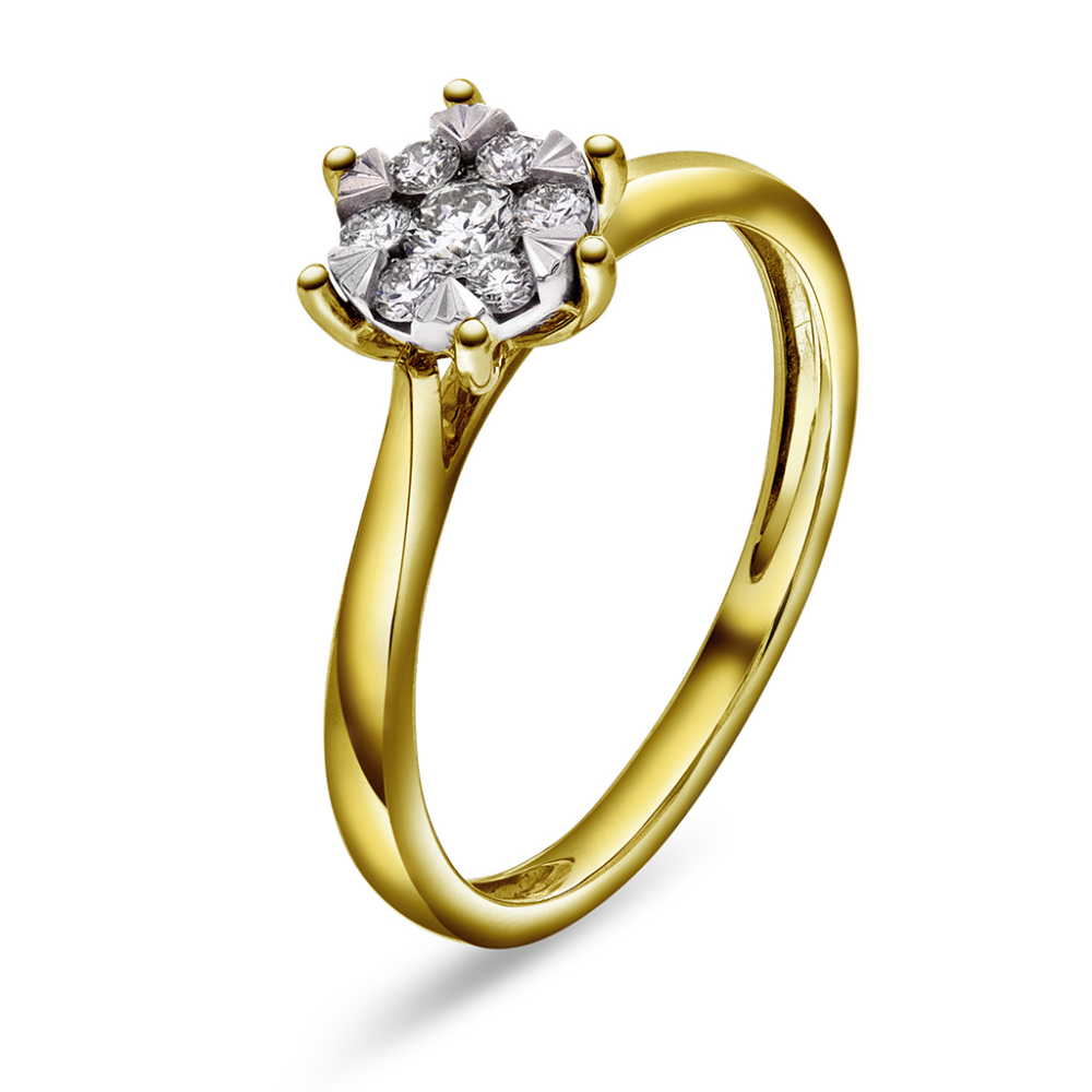 Pan Jewelry - Ring i 14k gult gull med diamanter ialt 0,25ct