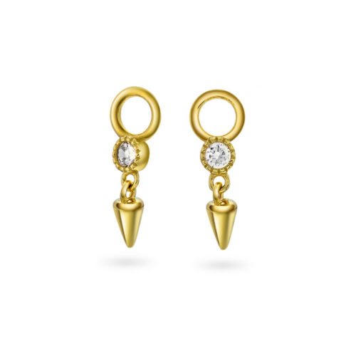 Nora Mørk by Gulldia - Duo vedheng til creoler i forgylt sølv med blank zirkonia