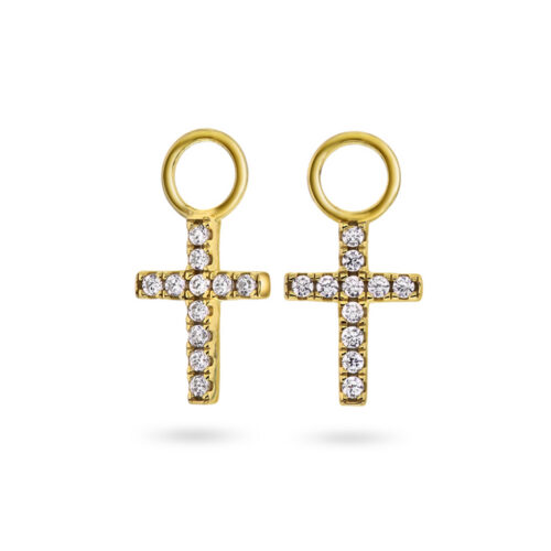 Nora Mørk by Gulldia - Duo vedheng til creoler i forgylt sølv med blank zirkonia