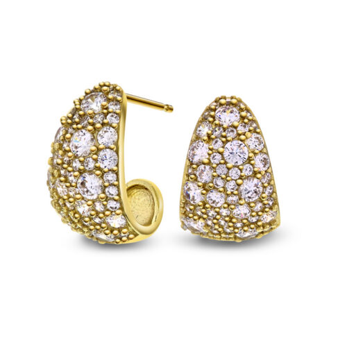 Nora Mørk by Gulldia- Ørepynt i 925 sterling sølv belagt med 14k gult gull og sort zirkonia