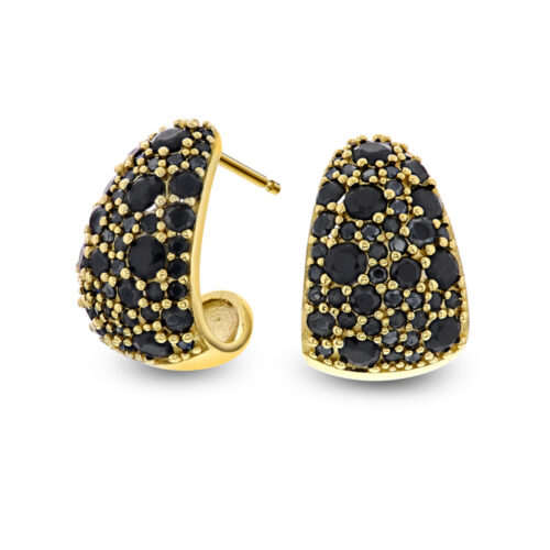 Nora Mørk by Gulldia- Ørepynt i 925 sterling sølv belagt med 14k gult gull og sort zirkonia