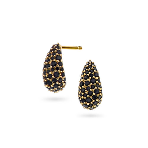Nora Mørk by Gulldia- Ørepynt i 925 sterling sølv belagt med 14k gult gull og sort zirkonia