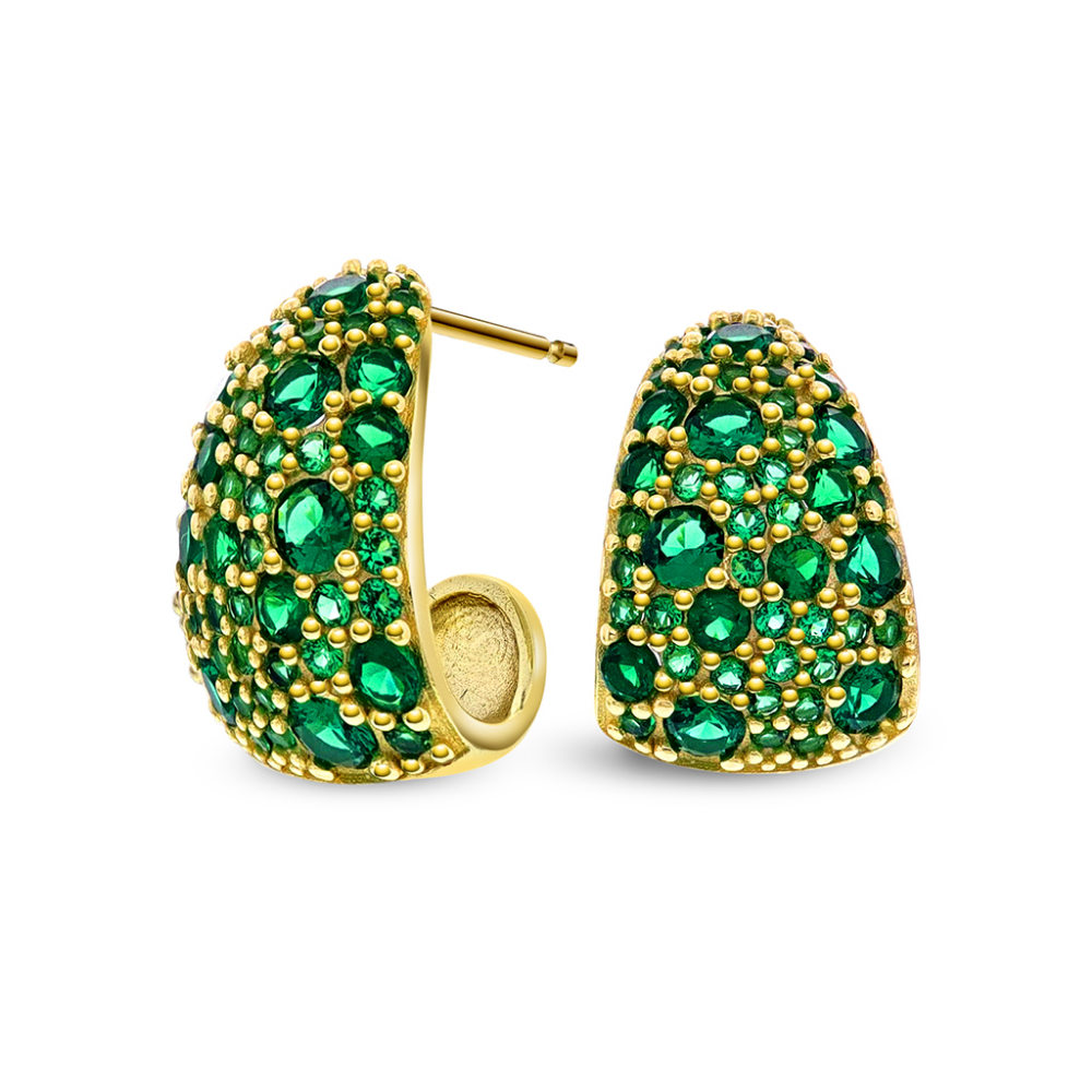 Nora Mørk by Gulldia- Ørepynt i 925 sterling sølv belagt med 14k gult gull og grønn zirkonia