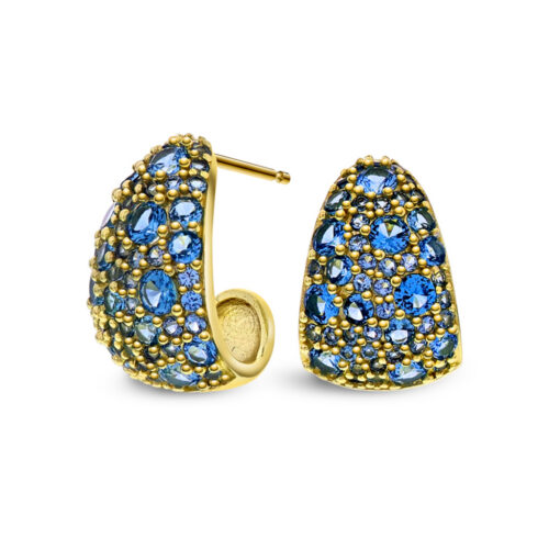 Nora Mørk by Gulldia- Ørepynt i 925 sterling sølv belagt med 14k gult gull og blå zirkonia