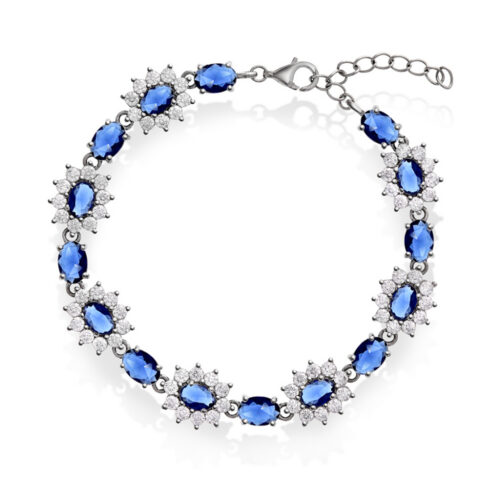 Pan Jewelry -Royal armbånd i 925 rhodinert sølv med blå sten
