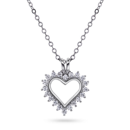 Pan Jewelry Classic- Hjerte halssmykke i sølv med zirkonia og sølvkjede