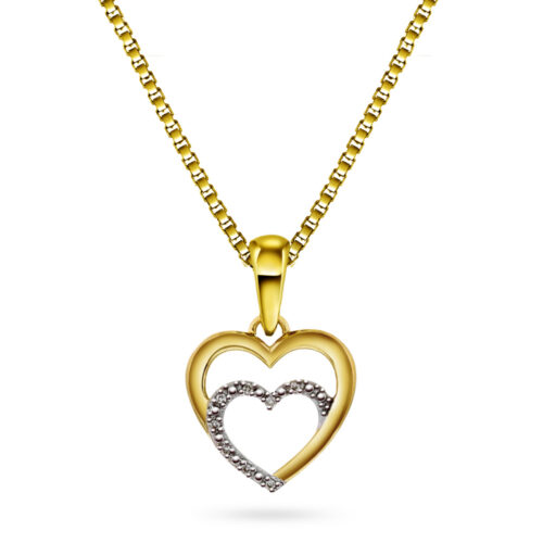 Arne Nordlie-Anheng i gult gull med diamanter m/ sølvkjede 42 cm