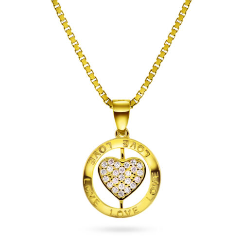 Arne Nordlie - Halssmykke i forgyldt sølv med zirkoner m/kjede