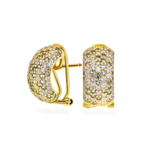 Arne Nordlie - Halvcreoler i forgylt sølv med zirkonia hvite/lys grønn