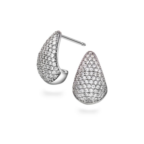 Arne Nordlie - Halvcreoler i  sølv med zirkonia H:13mm