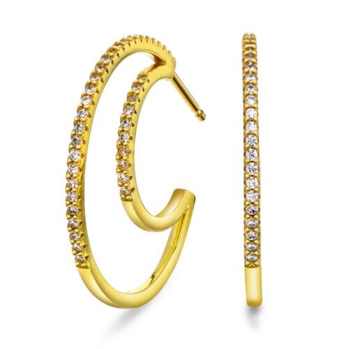 Arne Nordlie - Halvcreoler i forgylt sølv med zirkonia