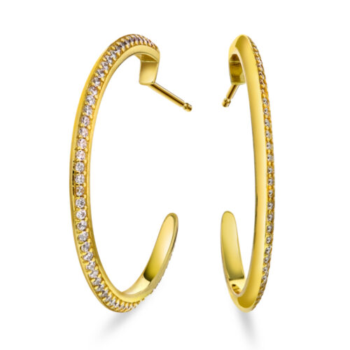 Arne Nordlie - Halvcreoler i forgylt sølv med zirkonia