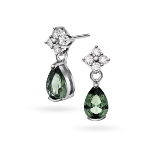 Arne Nordlie - Ørestikk i  sølv med zirkonia. Farge: grønn