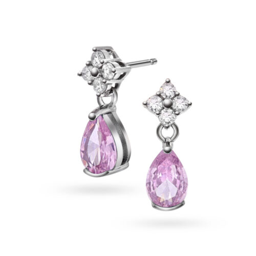 Arne Nordlie - Ørestikk i  sølv med zirkonia. Farge: rosa