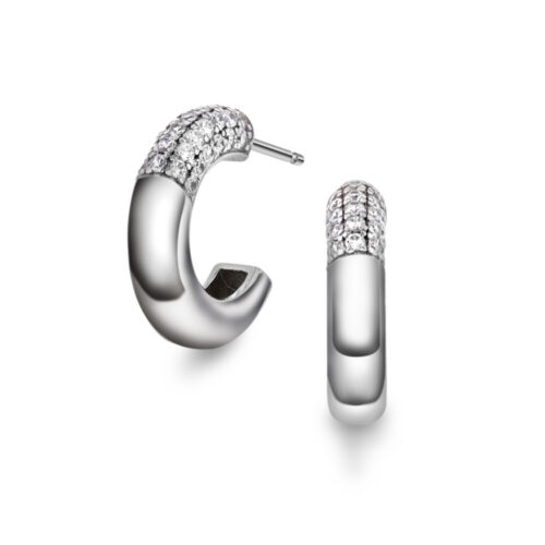 Arne Nordlie - Halvcreoler i  sølv med zirkonia H:15mm