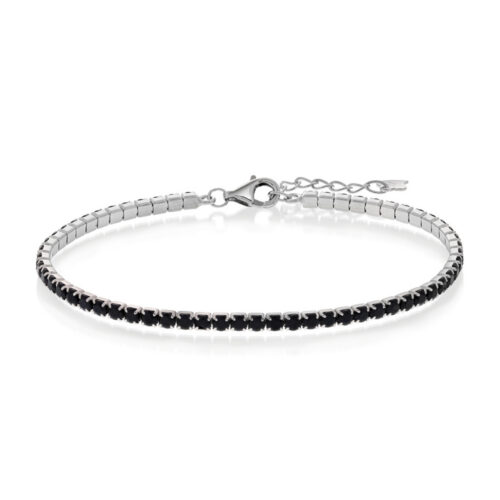 Arne Nordlie - Tennisarmbånd i sølv med sort zirkonia