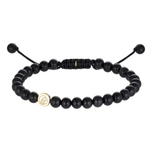 Heiring - Viro armbånd med 6mm black obsidian og 14k gult gull