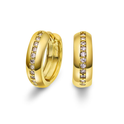 Arne Nordlie - Øreringer/ creoler i forgylt sølv med zirkonia