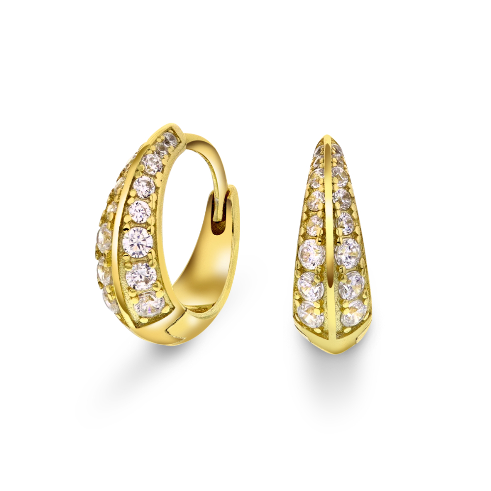 Arne Nordlie - Øreringer/ creoler i forgylt sølv med zirkonia Arne Nordlie - Øreringer/ creoler i forgylt sølv med zirkonia